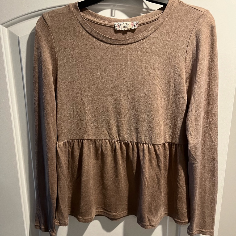 Super Soft Tan Peplum Sweater Top
